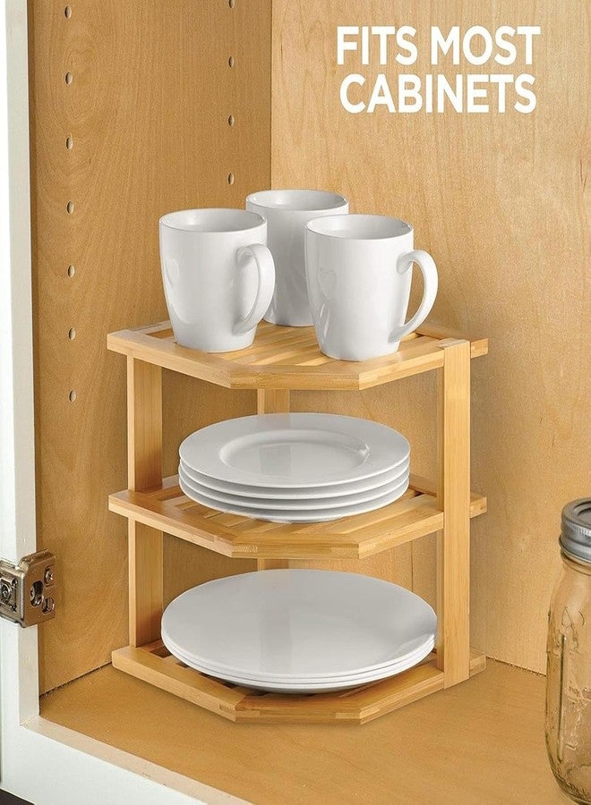 Matiko 3 Tier Bamboo Corner Shelf,Dish Drying Rack,Plate Organizer,Spice Rack for Countertop ＆ Cabinet,Bathroom Counter Organizer,Kitchen Cabinet Organizer,Pantry Organization and Storage - Image 4