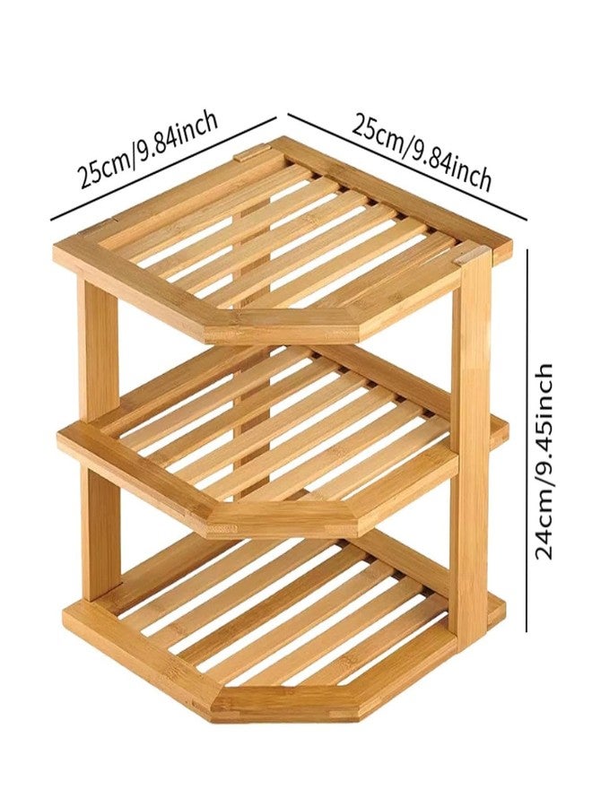 Matiko 3 Tier Bamboo Corner Shelf,Dish Drying Rack,Plate Organizer,Spice Rack for Countertop ＆ Cabinet,Bathroom Counter Organizer,Kitchen Cabinet Organizer,Pantry Organization and Storage - Image 5
