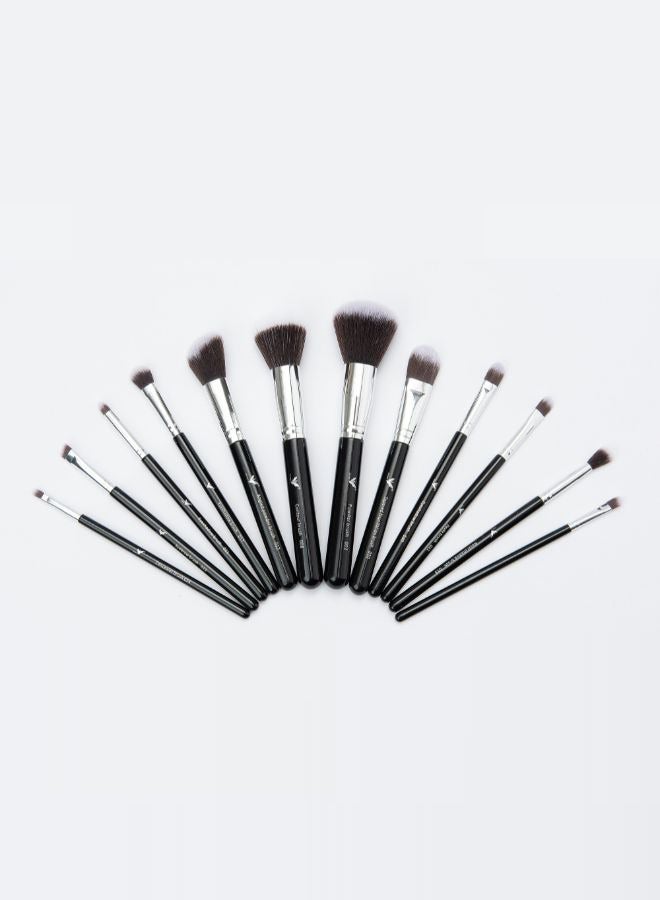 Daroge Multi Applicable 12 Pieces Professional Makeup Brush Set Black - Image 2