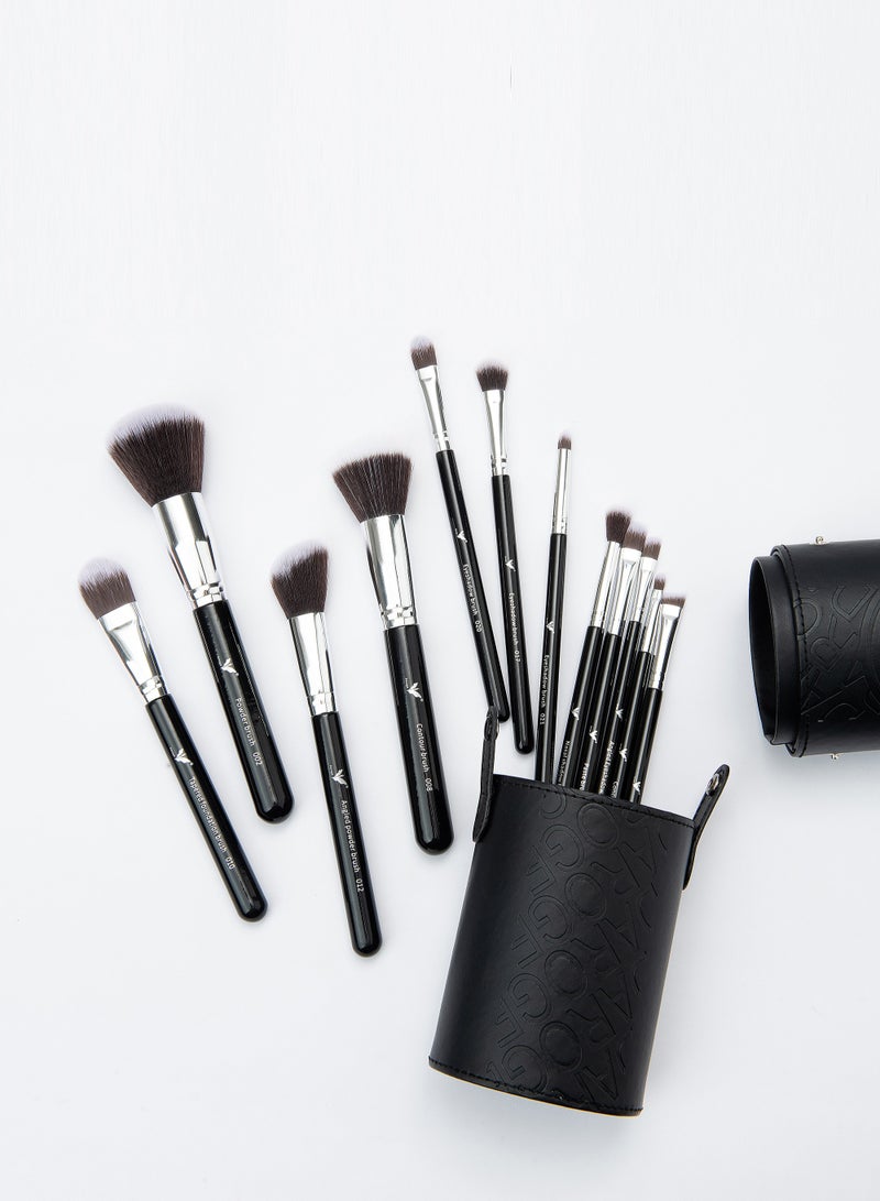 Daroge Multi Applicable 12 Pieces Professional Makeup Brush Set Black - Image 1