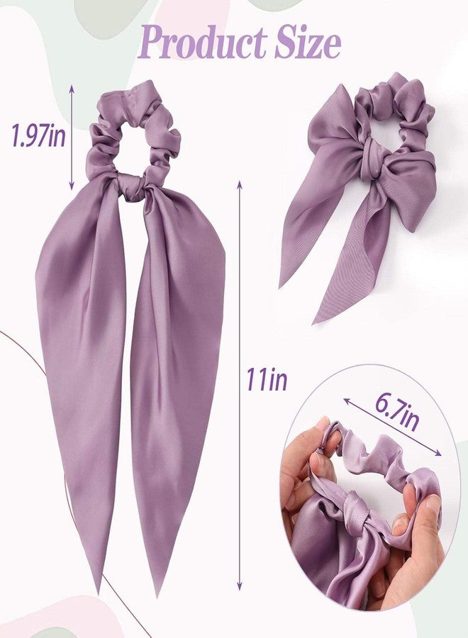 Shivashay 5 Pcs Bowknot Hair Scrunchies | Bohemian Chiffon Floral Scarf Hair Ties with Long Tails | Long Hair Holders Ribbon & Hair Accessories for Women and Girls - Image 2