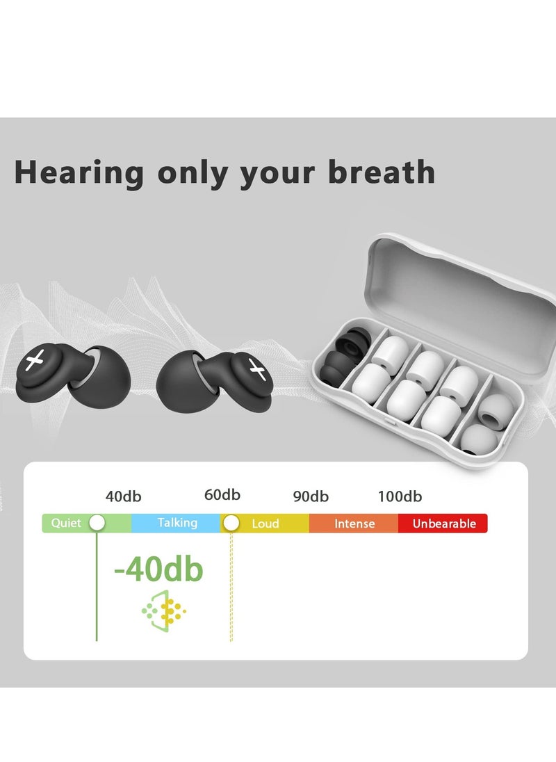 SYOSI - Noise Reduction Ear Plugs-40 dB Noise Cancelling Reusable Hearing Protection in Flexible Silicone for Sleeping, Traveling, Concerts, Work & Swimming,3 Wearing Styles, Black - Image 1