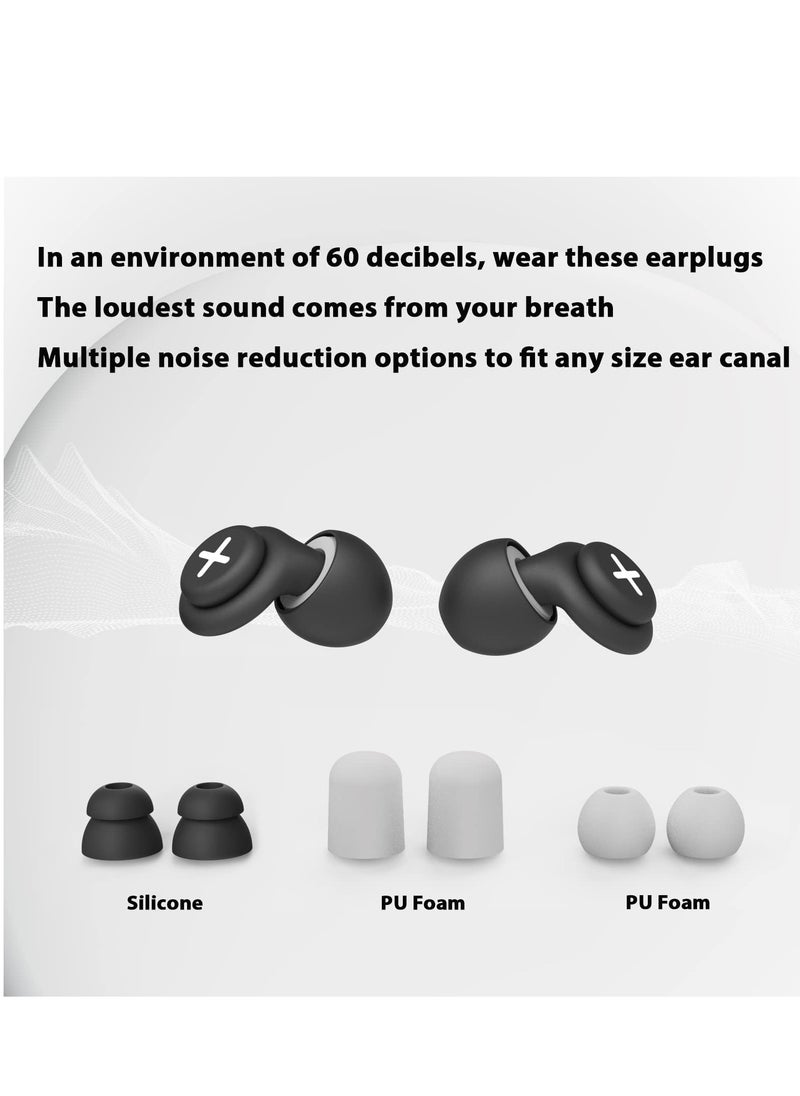 SYOSI - Noise Reduction Ear Plugs-40 dB Noise Cancelling Reusable Hearing Protection in Flexible Silicone for Sleeping, Traveling, Concerts, Work & Swimming,3 Wearing Styles, Black - Image 1