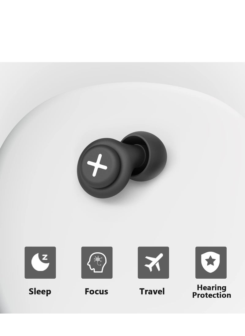 SYOSI - Noise Reduction Ear Plugs-40 dB Noise Cancelling Reusable Hearing Protection in Flexible Silicone for Sleeping, Traveling, Concerts, Work & Swimming,3 Wearing Styles, Black - Image 1