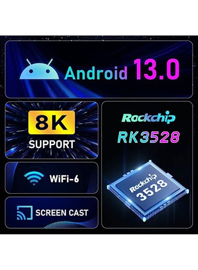 Android 13.0 TV Box, H96 Max DDR4 4GB RAM 64GB ROM Quad Core 64-bit WiFi6 Dual 2.4G/5.8G WiFi BT5.0 8K HDR10+ Ultra HD USB3.0 Player - Image 4