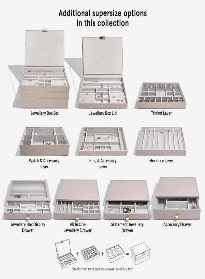 Stackers Trinkets Layer Large | Jewellery Storage Organiser Box for Women - Taupe - Image 4