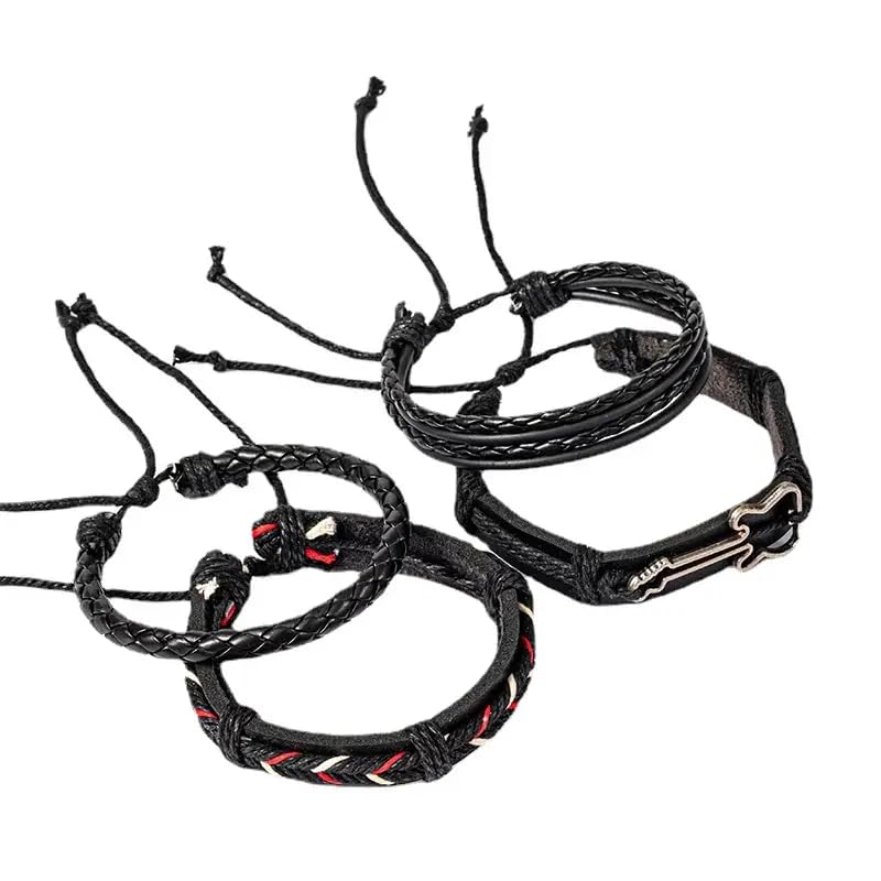 THE MEN THING BLACKFIRE KNOT - 4 Pcs Genuine Braided Leather Bracelet Set for Men & Boys (8 inch) - Image 5