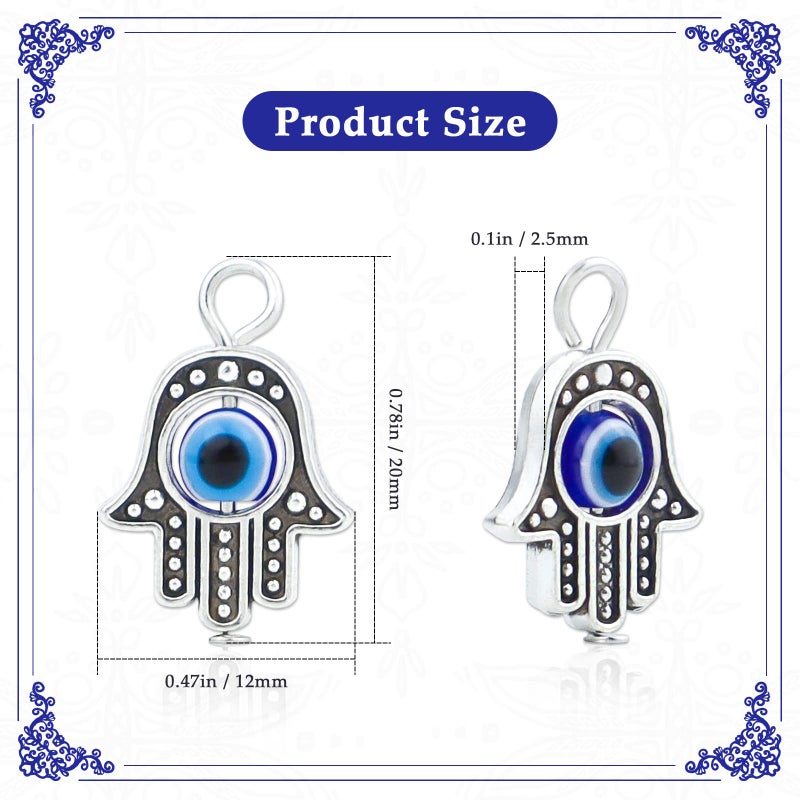 JIALEEY 30PCS Antique Silver Hamsa Hand Evil Eye Bead of Fatima Symbol Charms Hamsa Hand Beads Frame Charms for Jewelry Making Findings DIY Necklace Bracelet - Image 2