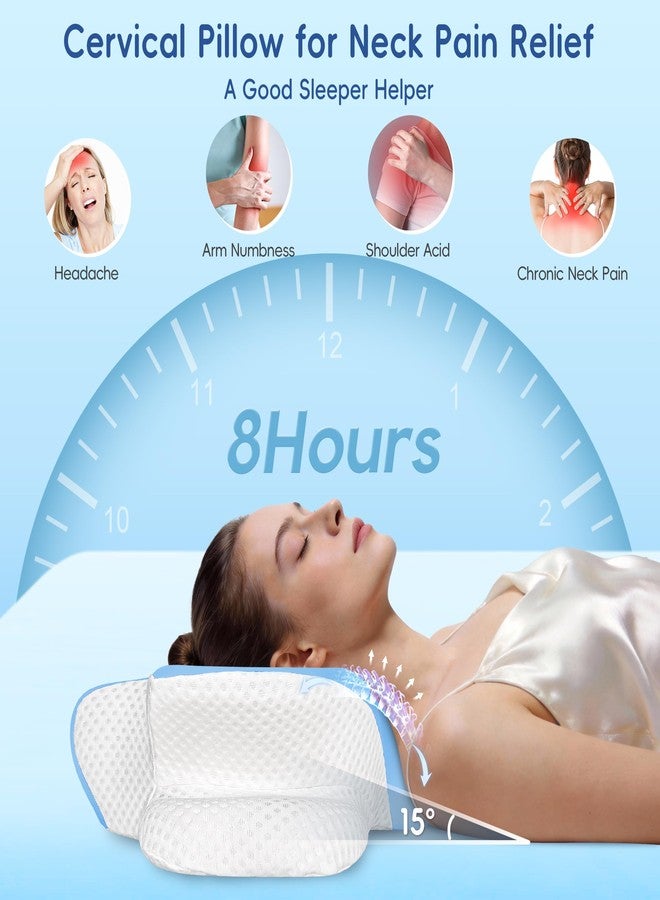 FGNTWP Cervical Neck Pillow for Pain Relief, Ergonomic Contour Pillow for Sleeping, 2 Heights Cooling Pillow for Neck and Shoulder Support, Memory Foam Orthopedic Pillow for Side Back Stomach Sleepers - Image 3