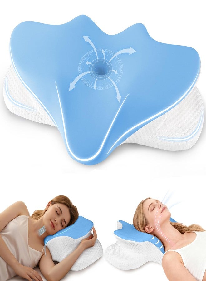 FGNTWP Cervical Neck Pillow for Pain Relief, Ergonomic Contour Pillow for Sleeping, 2 Heights Cooling Pillow for Neck and Shoulder Support, Memory Foam Orthopedic Pillow for Side Back Stomach Sleepers - Image 1