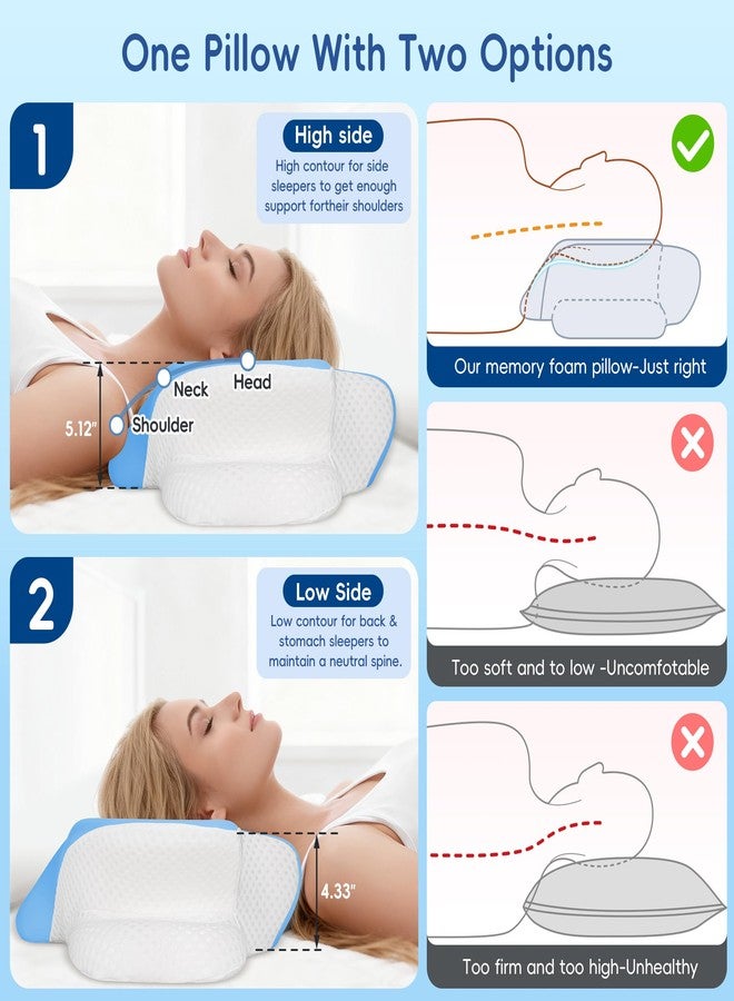 FGNTWP Cervical Neck Pillow for Pain Relief, Ergonomic Contour Pillow for Sleeping, 2 Heights Cooling Pillow for Neck and Shoulder Support, Memory Foam Orthopedic Pillow for Side Back Stomach Sleepers - Image 4
