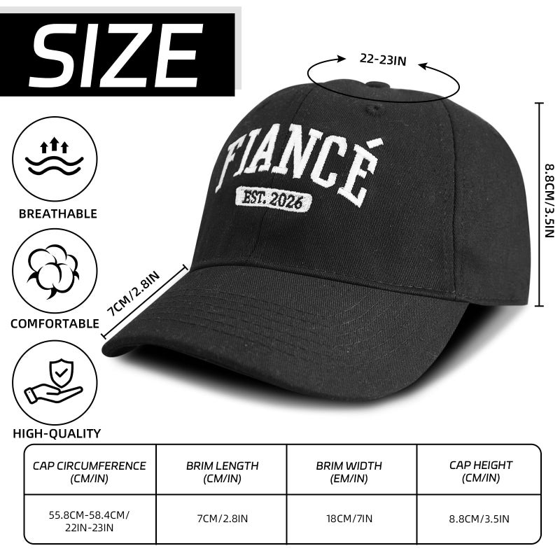 Tmsek Engagement Party Gifts - Newly Engaged Couples Hat, Fiance Gifts for Him Adjustable Embroidered Engaged Gifts for Her Fiancee Baseball Cap Women Men (Est 2026) - Image 4