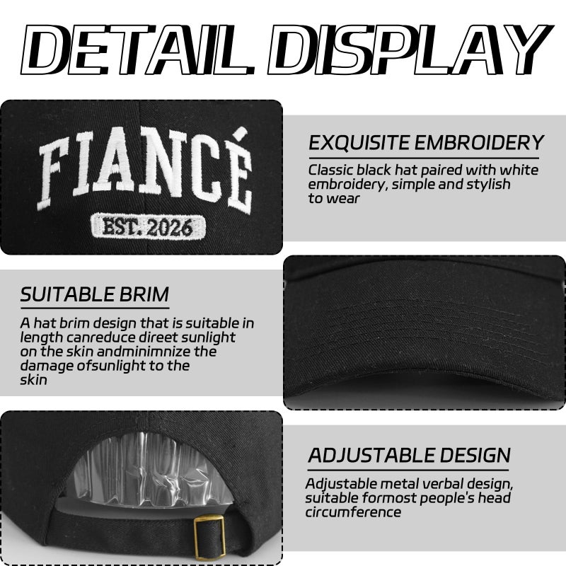 Tmsek Engagement Party Gifts - Newly Engaged Couples Hat, Fiance Gifts for Him Adjustable Embroidered Engaged Gifts for Her Fiancee Baseball Cap Women Men (Est 2026) - Image 5