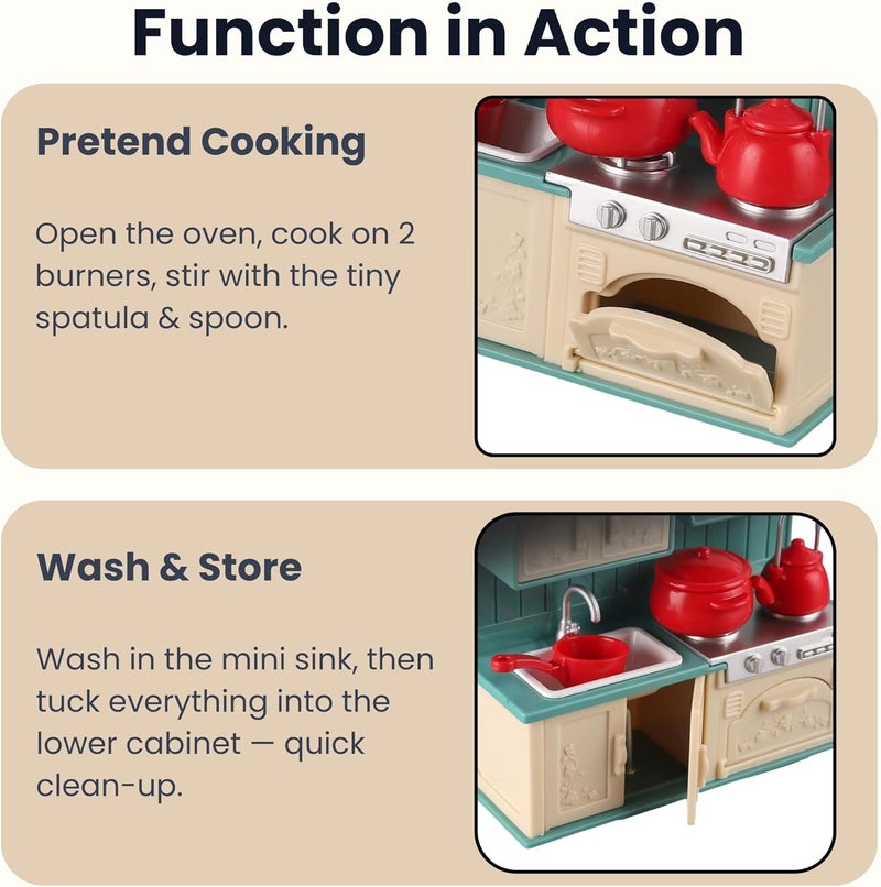 OLEOCA Family Kitchen Dollhouse Playset with Accessories Included - Image 4