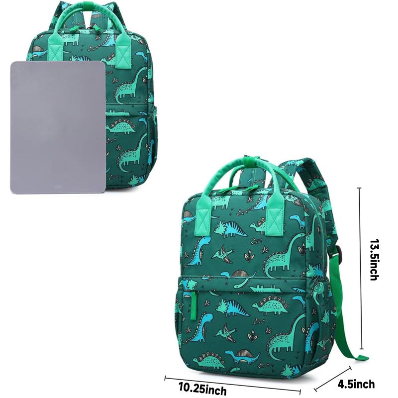 KingCheer Cute Preschool Backpack Toddler School Book Bag for Girls Boys Kids Kindergarten Nursery Travel Bag with Chest Strap(13.5inch, Green Dinosaur) - Image 4