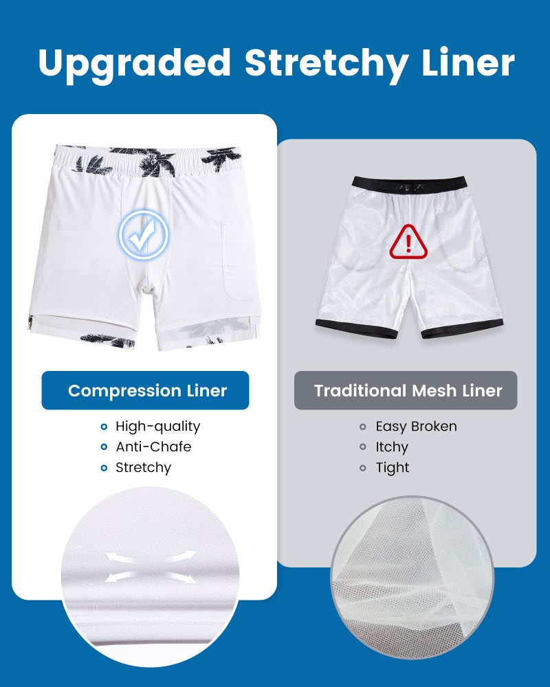 maamgic Swim Trunks Men 2 in 1 Mens Bathing Suit 7 Inch Quick Dry Mens Swimming Trunks with Zipper Pockets - Image 3