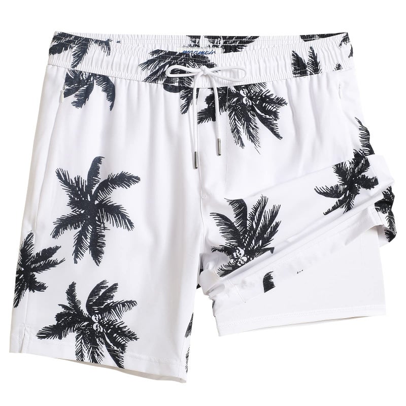 maamgic Swim Trunks Men 2 in 1 Mens Bathing Suit 7 Inch Quick Dry Mens Swimming Trunks with Zipper Pockets - Image 1