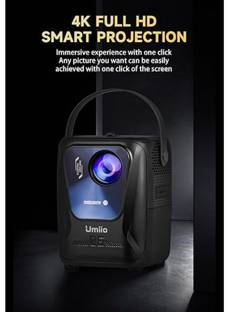Umiio Q4 Pro Projector 4K LED Light Source, 5G WiFi Bluetooth, Portable Intelligent Game Projector with Dual Wireless Game Controller, Smart Projector Compatible with Android, HDMI/USB/SD iOS,PC, 50"-150" Screen Projection-Black  - Image 3
