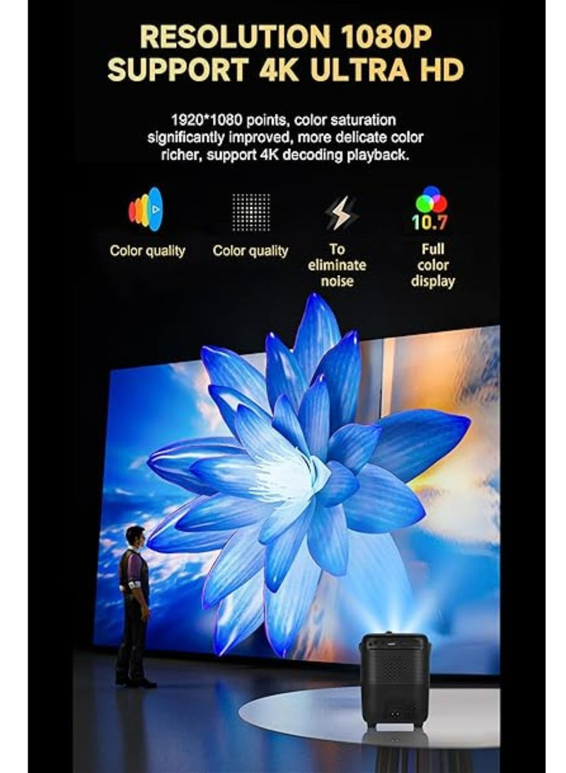 Umiio Q4 Pro Projector 4K LED Light Source, 5G WiFi Bluetooth, Portable Intelligent Game Projector with Dual Wireless Game Controller, Smart Projector Compatible with Android, HDMI/USB/SD iOS,PC, 50"-150" Screen Projection-Black  - Image 2