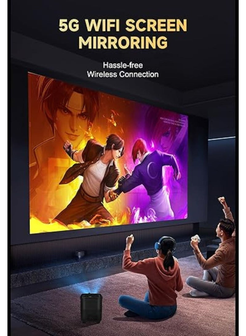 Umiio Q4 Pro Projector 4K LED Light Source, 5G WiFi Bluetooth, Portable Intelligent Game Projector with Dual Wireless Game Controller, Smart Projector Compatible with Android, HDMI/USB/SD iOS,PC, 50"-150" Screen Projection-Black  - Image 5