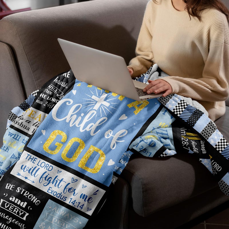 CUJUYO Christian Gifts for Men, Dad, Son, Brother, Him Blanket 60"x50" - Inspirational Religious Graduation/Birthday Gifts - Baptism Confirmation Gifts for Boys - Catholic Spiritual Gifts for Men - Image 4
