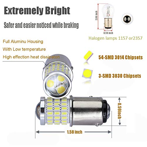 iBrightstar 9-30V Flashing Strobe Blinking LED Reverse Lights 1157 2057 2357 7528 BAY15D LED Bulbs with Projector Replacement for Back Up Reverse Lights, Xenon White - Image 2