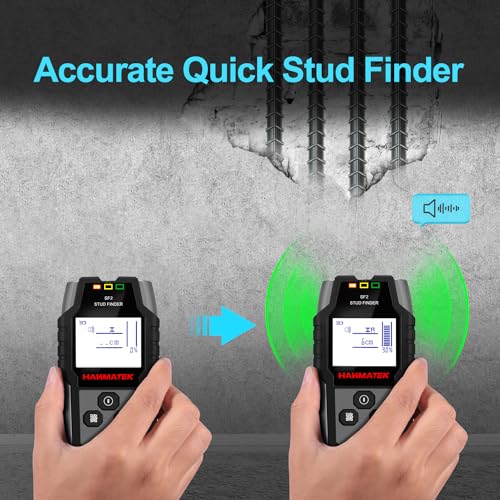 HANMATEK Stud Finder Wall Scanner - 5 in 1 Electronic Wall Wood Stud Finder,Audio Alarm and HD LCD Display with Updated Positioning Hole for Center and Edge of Wood AC Wire Metal Studs Joist Pipe - Image 3