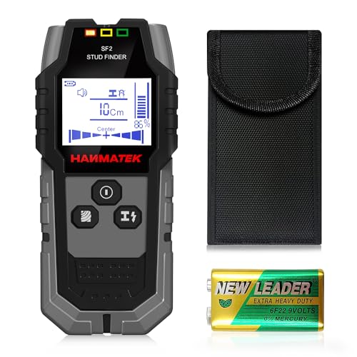 HANMATEK Stud Finder Wall Scanner - 5 in 1 Electronic Wall Wood Stud Finder,Audio Alarm and HD LCD Display with Updated Positioning Hole for Center and Edge of Wood AC Wire Metal Studs Joist Pipe - Image 1
