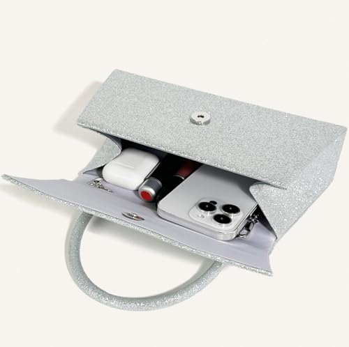Trisapu Womens Evening Bag Sparkly Bow Clutch Purse Wedding Party Purses Glitter Rhinestone Cocktail Prom Handbags Silver - Image 3