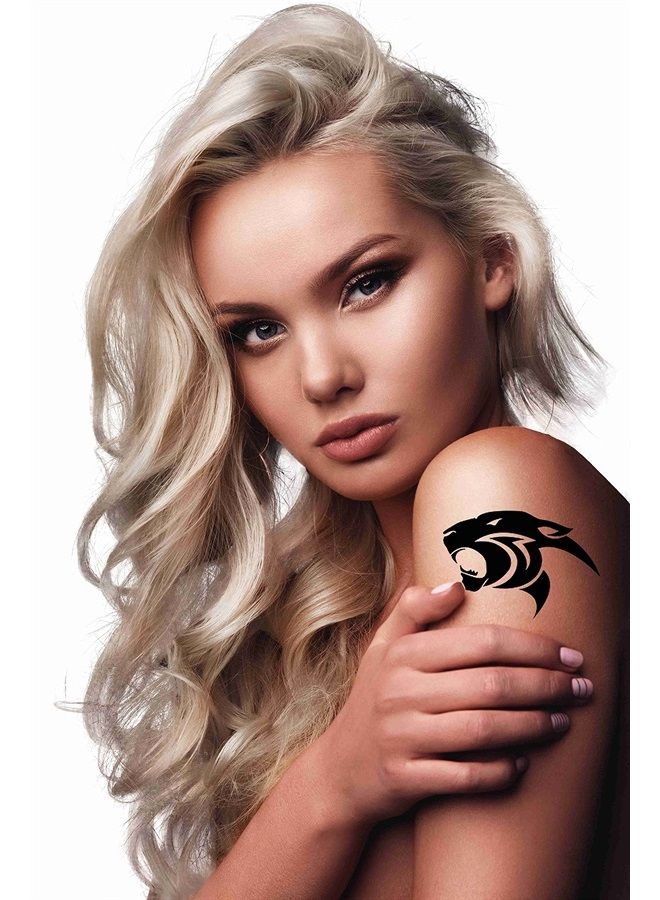 Dopetattoo 6 Sheets Temporary Tattoos Panther Tattoo Temporary Tattoo Neck Arm Chest for Women Men Adults - Image 1