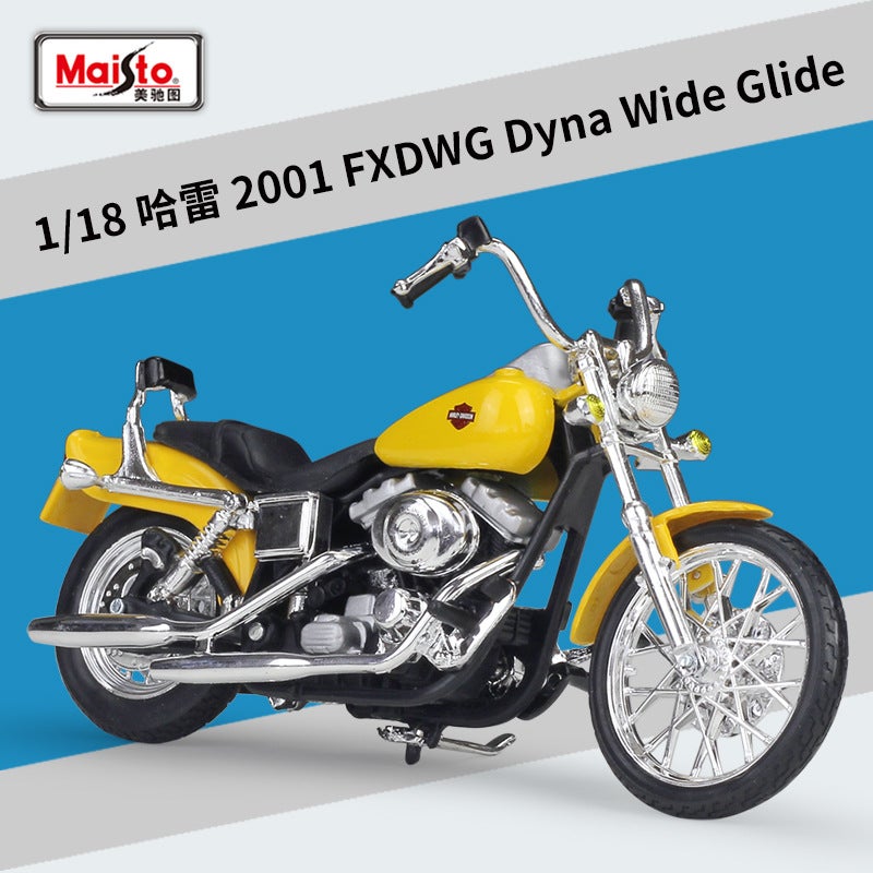 1:18 Harley 2001 Fxdwg Dyna Wide Glide Simulation Alloy Motorcycle Model - Image 1