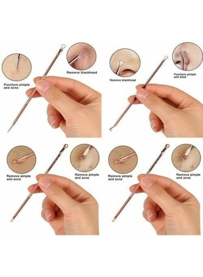 Red Blossom 4-Piece Dual-Head Blackhead Remover Tool Set – Rose Gold | Stainless Steel Pimple Popper Kit with Loop & Needle Extractors for Acne, Blemishes, and Whiteheads  - Image 5