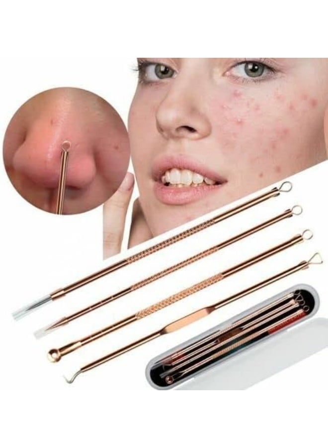 Red Blossom 4-Piece Dual-Head Blackhead Remover Tool Set – Rose Gold | Stainless Steel Pimple Popper Kit with Loop & Needle Extractors for Acne, Blemishes, and Whiteheads  - Image 4