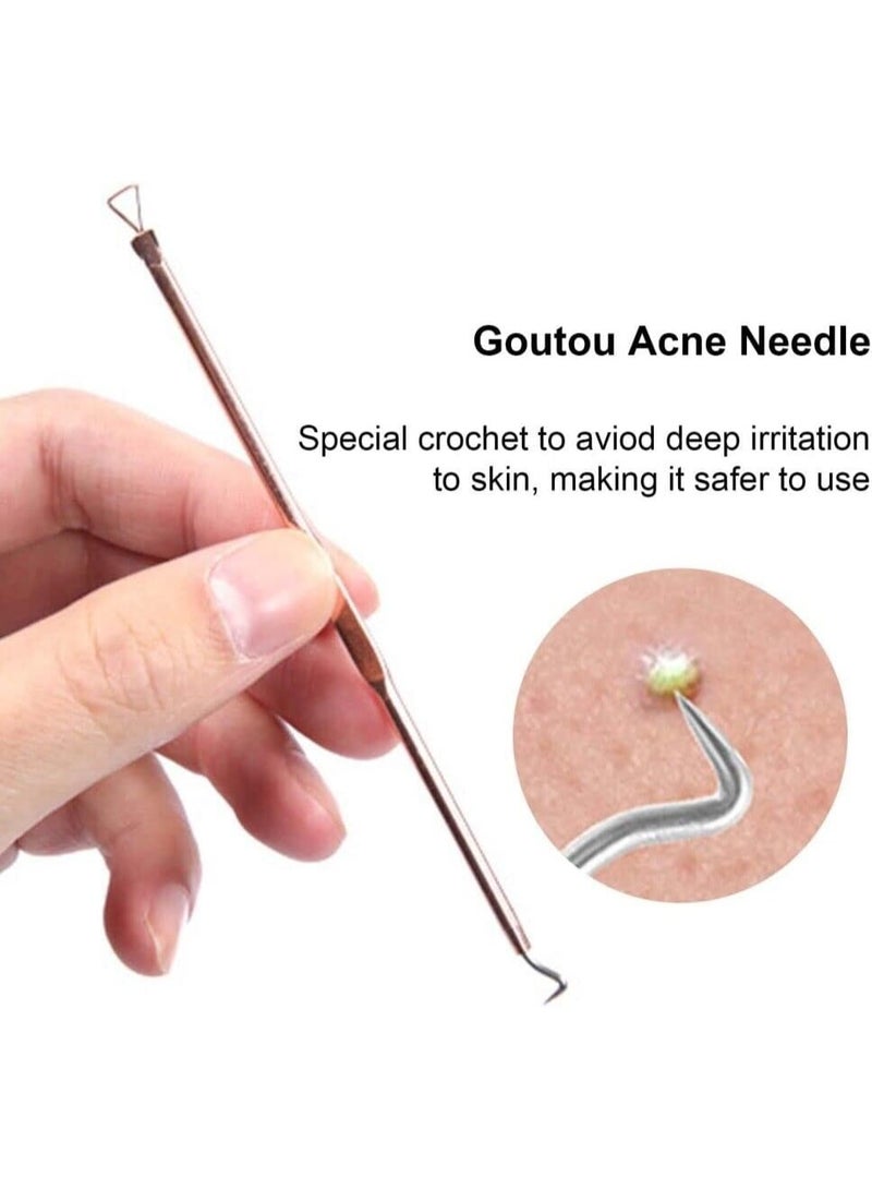 Red Blossom 4-Piece Dual-Head Blackhead Remover Tool Set – Rose Gold | Stainless Steel Pimple Popper Kit with Loop & Needle Extractors for Acne, Blemishes, and Whiteheads  - Image 3