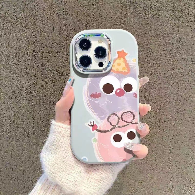 Apple iPhone 14 Pro Phone Case, TPU Shockproof Fashionable Creative Birthday Hat Purple Pom-Pom Drop-Proof Soft Phone Case