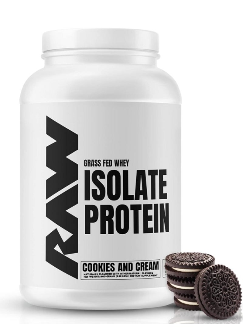 Raw RAW Isolate Protein - Grass Fed Isolate, Zero Fat - Cookies And Cream, 900 gr, 1.98 Lbs, 25 Servings  - Image 1
