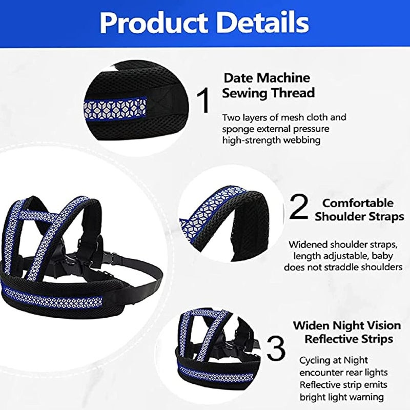 Clobeau Child Motorcycle Safety Harness Reflective Strip Antifall Child Safety Harness for Kid 212Year Bike Safety Belt - Image 5