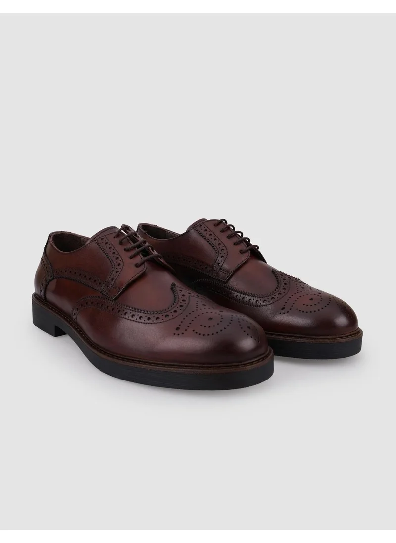 كاباني Leather Brown Lace-Up Men's Casual Shoes