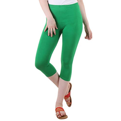 FEELBLUE Premium Cotton Strechable Women's Casual/Gym/Sports 3/4th Capri (Free Size) Combo Pack of 5 (BlckFiroziPgreenRedRani) - Image 5