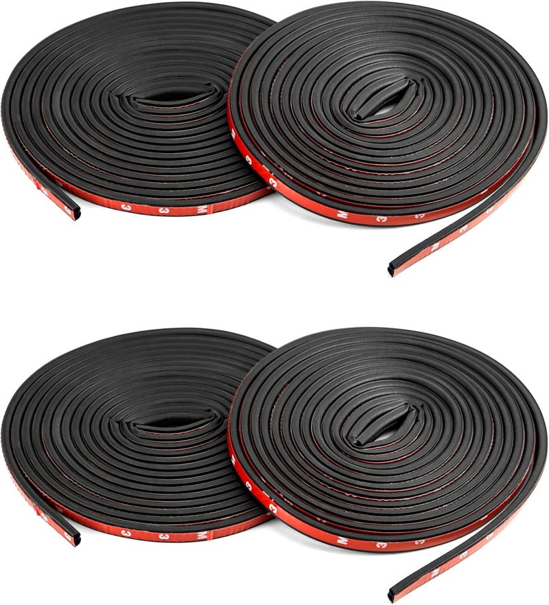 QWORK 4 Rolls 5 m Car Door Rubber Seal, B-shaped Car Door Edge Protection, Self-Adhesive Rubber Seal (Total 20 Metres) - Image 1