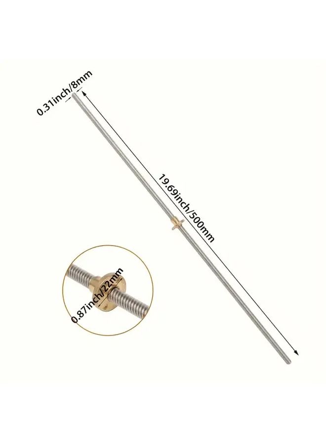2 Pcs Lead Screws Brass Nut 500mm Tr8x8 For 3D Printer Z Axis CNC Parts - Image 2