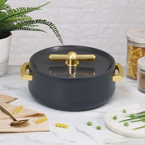 SELVEL Elegance Casserole | Advanced PU Insulation | Elegant Design Hot Pot | Hot Case Keeps Food Hot & Fresh for Hours | Serve Chapati, roti, Biryani and More (Royal Dark Grey, 1200) - Image 3