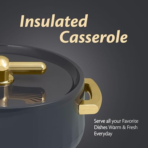 SELVEL Elegance Casserole | Advanced PU Insulation | Elegant Design Hot Pot | Hot Case Keeps Food Hot & Fresh for Hours | Serve Chapati, roti, Biryani and More (Royal Dark Grey, 1200) - Image 5