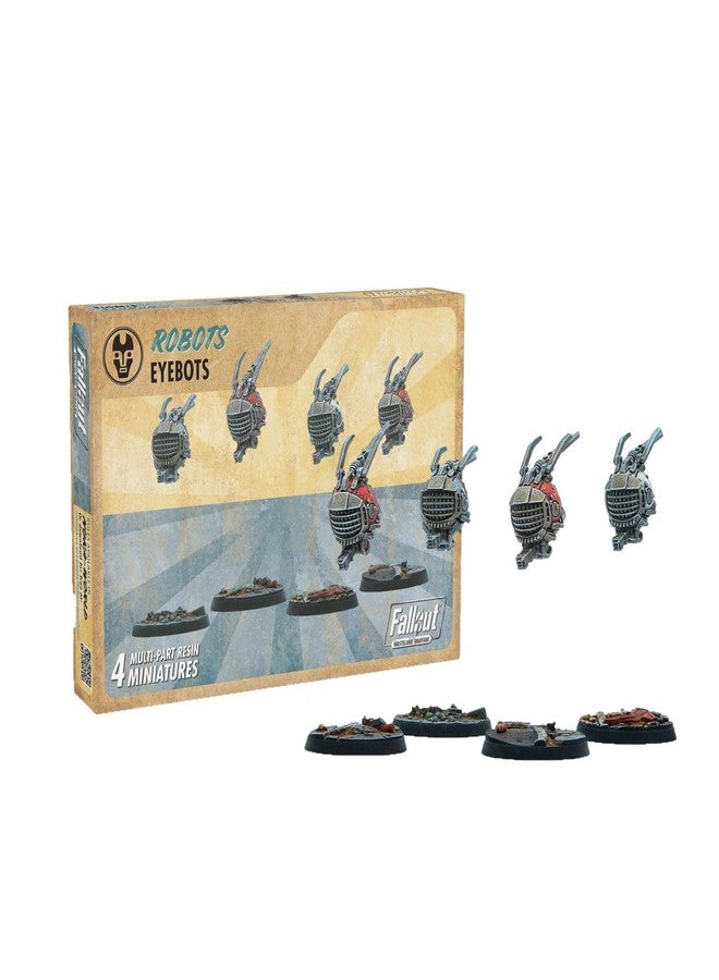 Modiphius Entertainment: Fallout: Wasteland Warfare - Robots: Eyebots - 4 Figures, 32mm Unpainted Resin RPG Miniatures, Nuka World, Tabletop - Image 1
