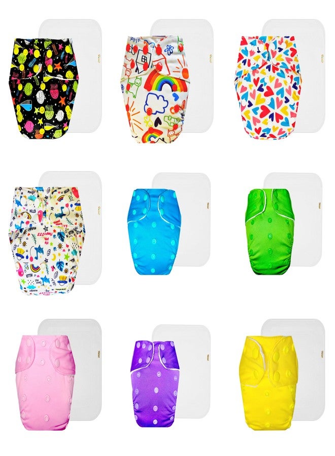 Dumbledo Premium Cloth Diaper with Cotton Insert (Pack of 9) | Soft & Gentle | Breathable | Travel Friendly | Designed by Moms | 3 Months - 3 Years | Unisex Baby - Image 1