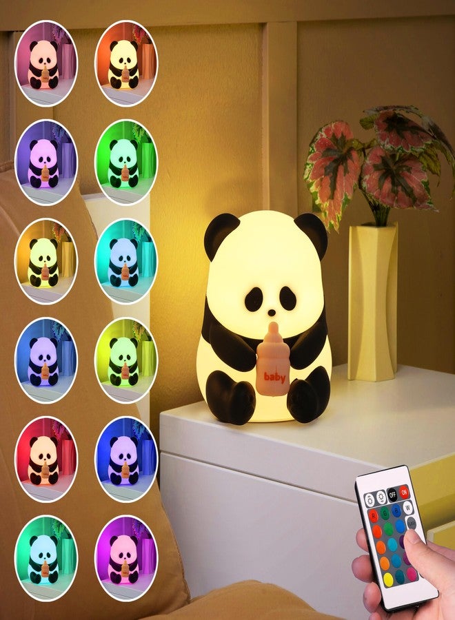 الجستو مصباح ليلي على شكل زجاجة باندا من جيستو، قابل لإعادة الشحن، مصنوع من السيليكون - مصباح LED بـ 16 لونًا متغيرًا مع جهاز تحكم عن بعد | قابل لتعديل شدة الإضاءة ووظيفة مؤقت | 4 أوضاع إضاءة. مصباح ليلي لطيف لغرفة الأطفال، هدية عيد ميلاد، للأولاد والبنات. - Image 1