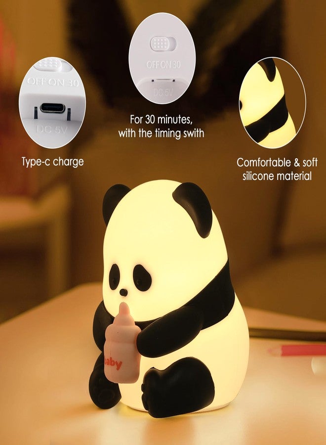 الجستو مصباح ليلي على شكل زجاجة باندا من جيستو، قابل لإعادة الشحن، مصنوع من السيليكون - مصباح LED بـ 16 لونًا متغيرًا مع جهاز تحكم عن بعد | قابل لتعديل شدة الإضاءة ووظيفة مؤقت | 4 أوضاع إضاءة. مصباح ليلي لطيف لغرفة الأطفال، هدية عيد ميلاد، للأولاد والبنات. - Image 4