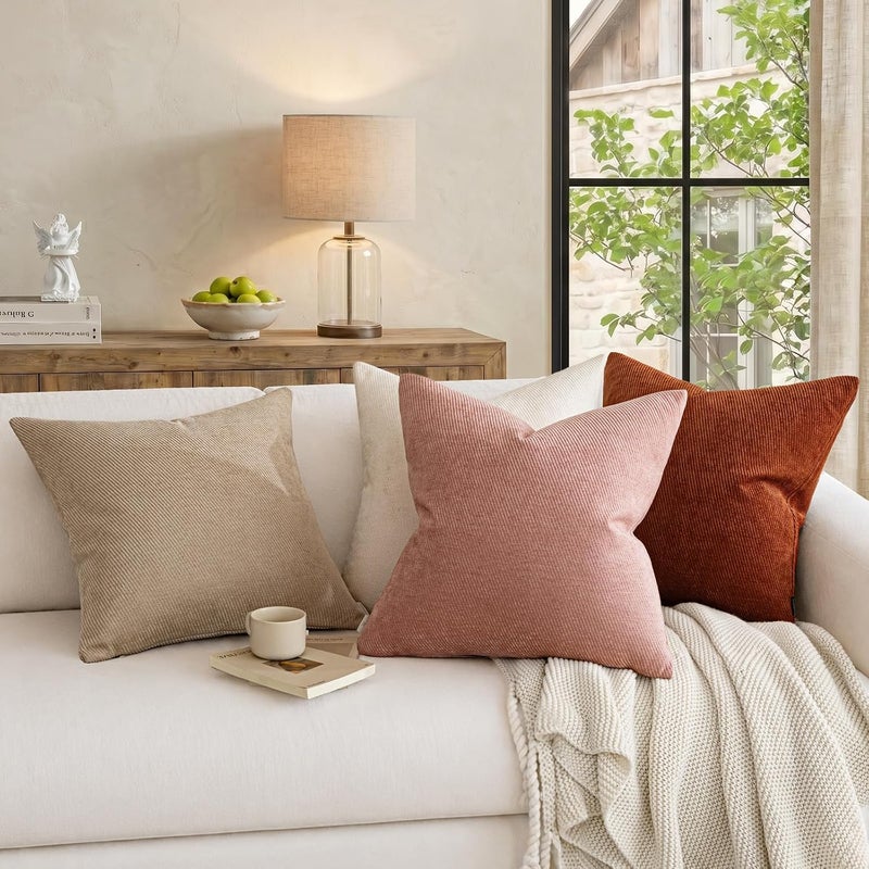 Pack of 2 Decorative Chenille Throw Pillow Covers with Twill Cushion Covers for Sofa Living Room Couch Bed 30x50 CM Blush Pink - Image 5