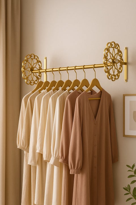 Clothes Rack, Wall-Mounted Clothes Rack, Heavy Duty Iron, Multi-Purpose Clothes Rack, Space Saving Wardrobe, Suitable for Laundry Room, Bedroom, Living Room