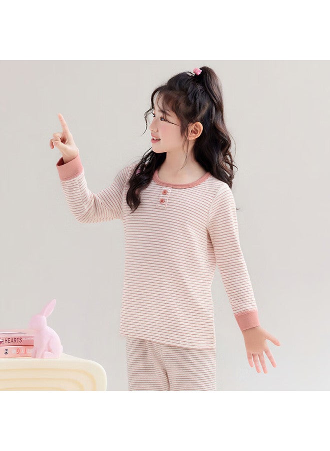 Zisehy Purple Floral Language Children's Thermal Underwear Set Girls Autumn Clothes Autumn Pants Girls Pajamas Base School Uniform Magic Pink 140 - Image 1